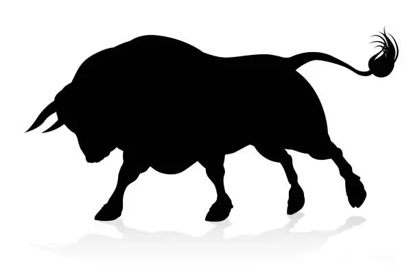 Vector illustration of Silhouette Bull