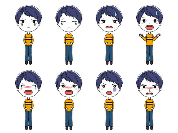 istock A set of full-body illustrations of a depressed and crying boy 1326454684