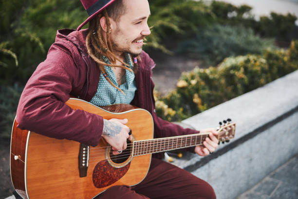 istock Close up of handsome guy performing on public 1326459757
