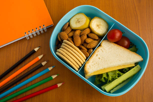 istock School lunch in the box, pencils and notebook on the table 1326461115