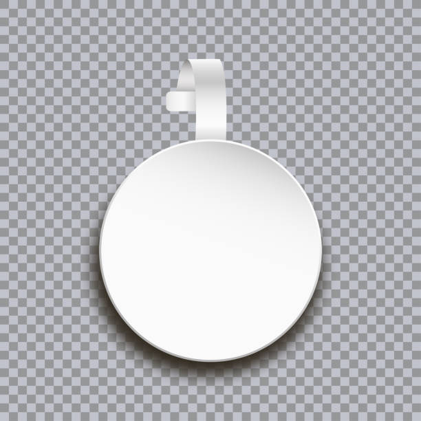 istock Wobbler mockup on transparent background. Blank white round paper sticker for price. Advertising circle plastic self-adhesive banner for market shelf. Vector 1326462743