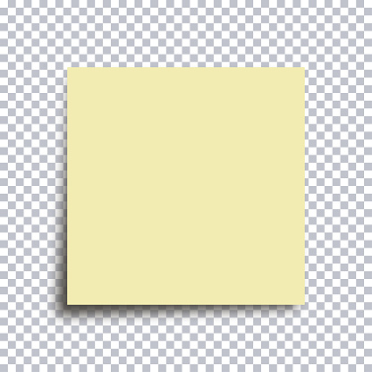 Sticky note paper. Yellow sticker isolated on transparent background. Vector illustration.