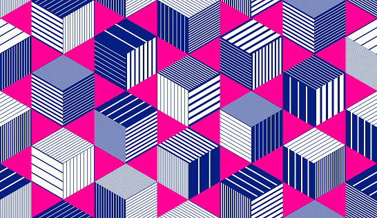 Seamless Cubes Vector Background Lined Boxes Repeating Tile Pattern 3d ...