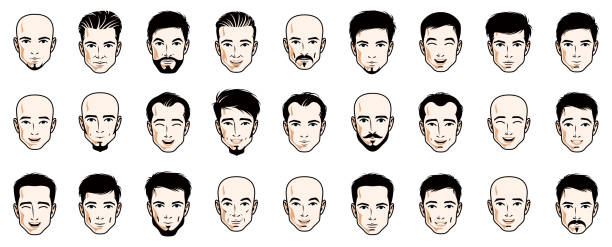 Handsome Men Faces And Hairstyles Heads Vector Illustrations Set Isolated  On White Background Guy Happy Attractive Beautiful Faces Avatars Collection  With Different Haircuts Stock Illustration - Download Image Now - iStock