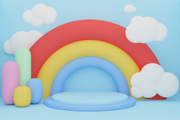 istock Colorful pastel rainbow stage. 1326464226