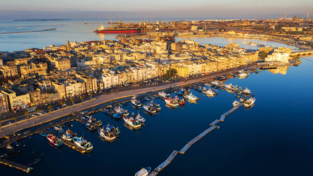 Aerial view of Taranto old city, Puglia. Italy stock photo