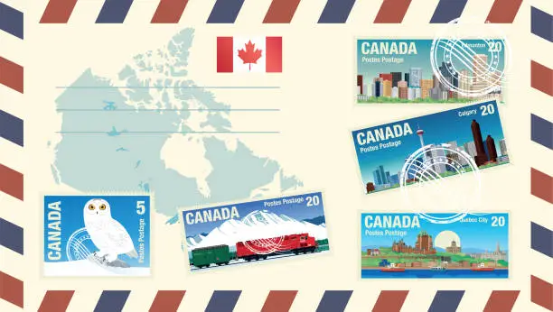 Vector illustration of Canada Postage