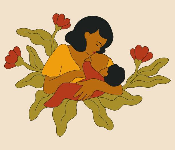 всемирная неделя грудного вскармливания, 1-7 августа.  мать кормит ребенка. - human pregnancy earth globe mother stock illustrations