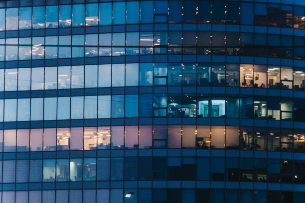 istock Office windows of the skyscraper at sunset 1326478810