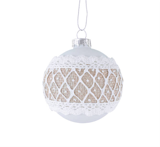 istock Hanging Christmas bauble in rustic style isolated on white background. 1326480007