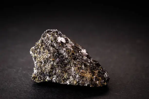 zinc ore, macro photography, on black isolated background.