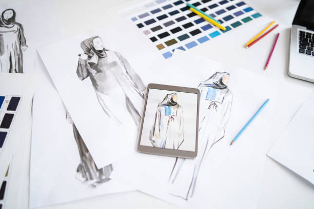 istock Close up of a sketch and designs 1326487630