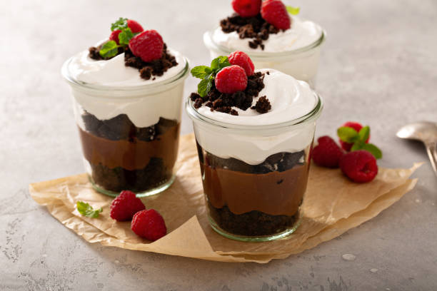 istock Chocolate layered dessert in a jar 1326498504