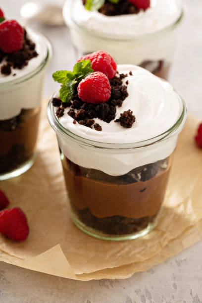 istock Chocolate layered dessert in a jar 1326498519