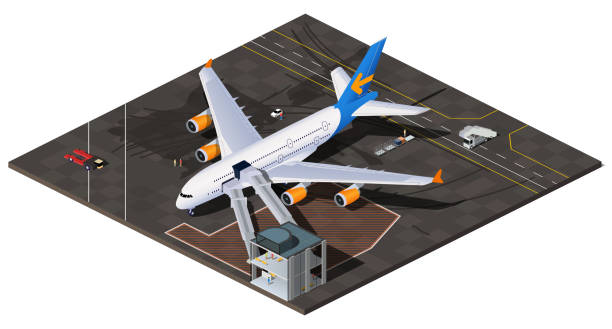 plane before departure vector art illustration