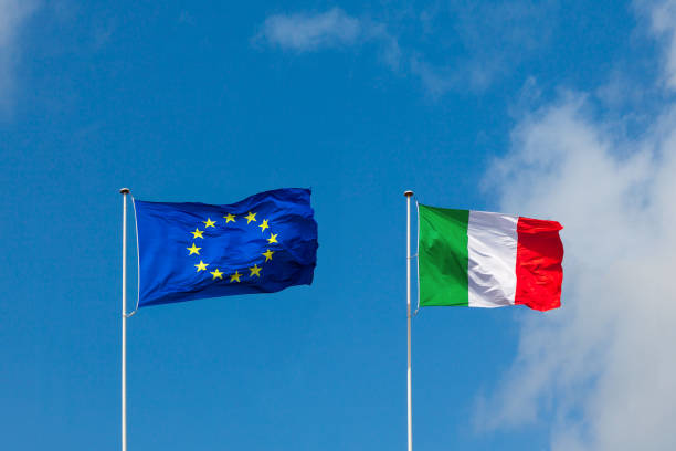 istock Flag Italy and flag EU. 1326522584
