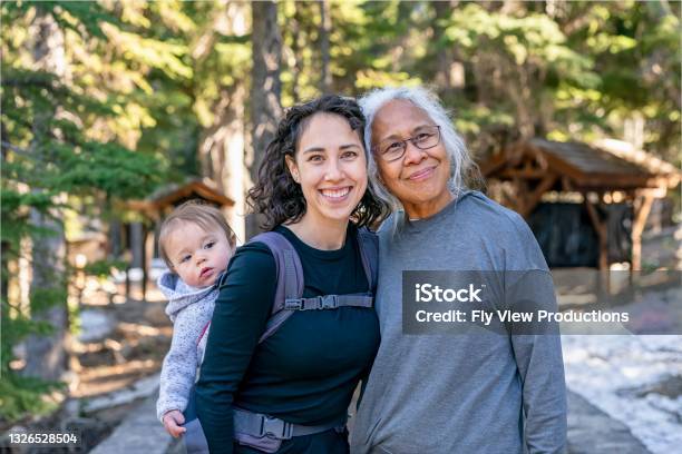 Happy Multigeneration Family Enjoying Nature Hike Stock Photo - Download Image Now - Mother, Daughter, Grandmother