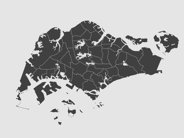 vector map country singapore divided on regions - singapore map 幅插畫檔、美工圖案、卡通及圖標