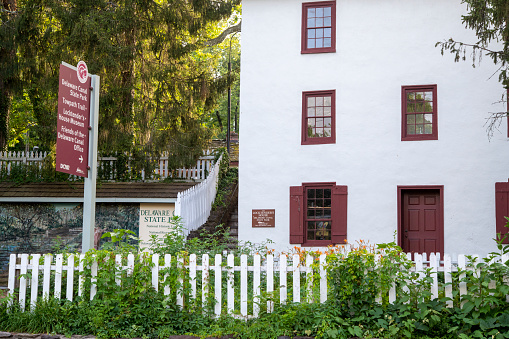 New Hope, USA - June 26, 2021. Locktender's House Museum at Delaware Canal State Park, New Hope, Pennsylvania, USA