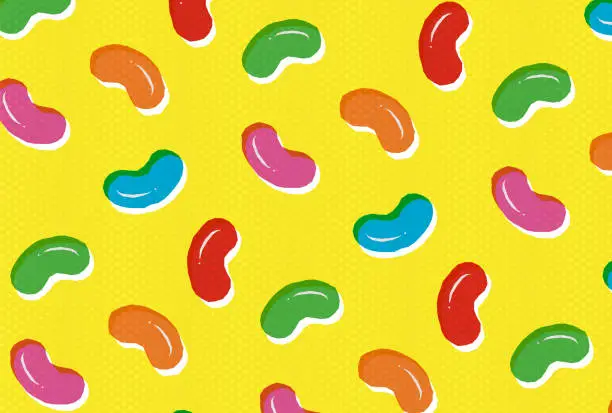 Vector illustration of seamless pattern with jelly beans for banners, cards, flyers, social media wallpapers, etc.