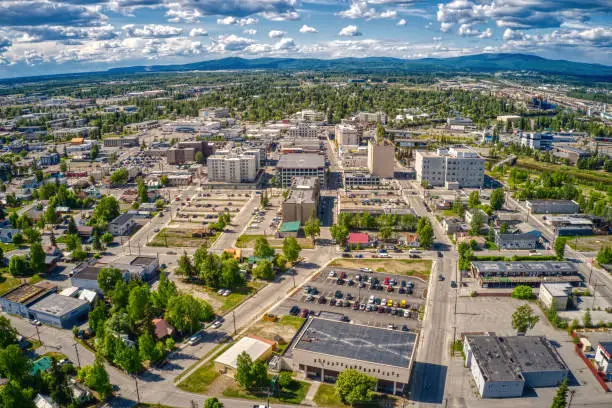 Photo of Aerial View of the Fairbanks, Alaska Skyline during Summer