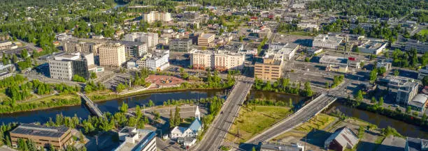 Photo of Aerial View of the Fairbanks, Alaska Skyline during Summer