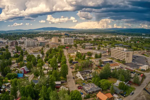 Photo of Aerial View of the Fairbanks, Alaska Skyline during Summer