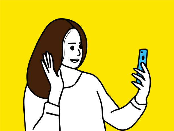 istock woman making facetime video calling with smartphone. using zoom meeting online app, social distancing, work from home remotely during covid-19 coronavirus lockdown, new normal concept vector design 1326542654