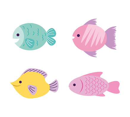 fishes cartoon isolated over white background. vector illustration