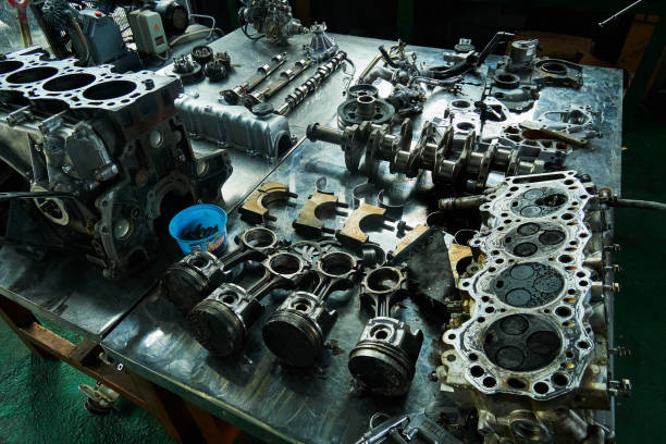 istock the part of a car engine that is placed on a table 1326555385