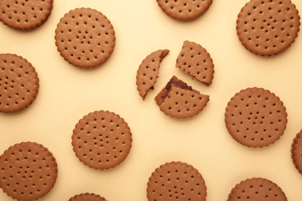 istock Chocolate chip cookie on beige background.Top view. 1326558714