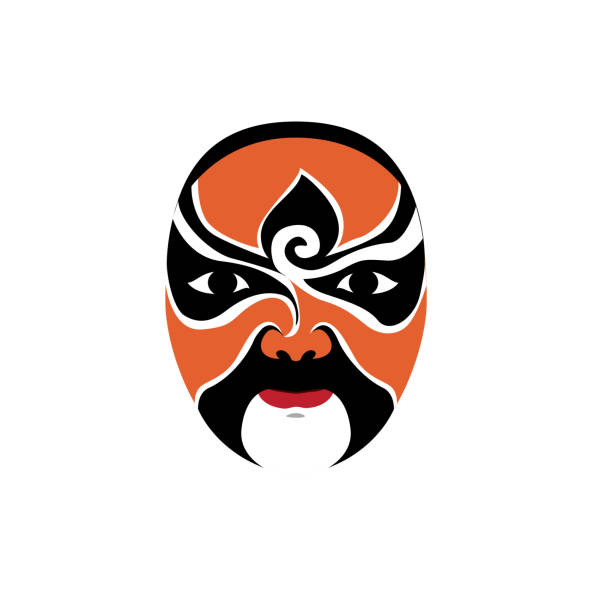 chinese opera mask Vector traditional chinese soap opera mask. chinese opera makeup stock illustrations