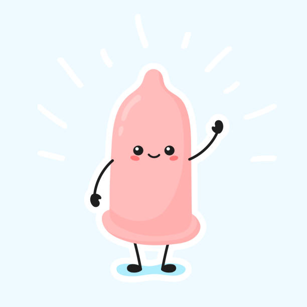 pink kawaii condom. protected sex. Cartoon style. pink kawaii condom. protected sex. Cartoon style. rubber stock illustrations