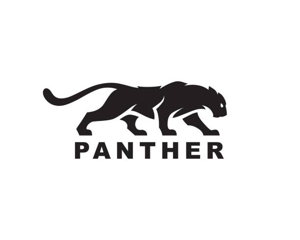 panther silhouette symbol - leopard stock-grafiken, -clipart, -cartoons und -symbole