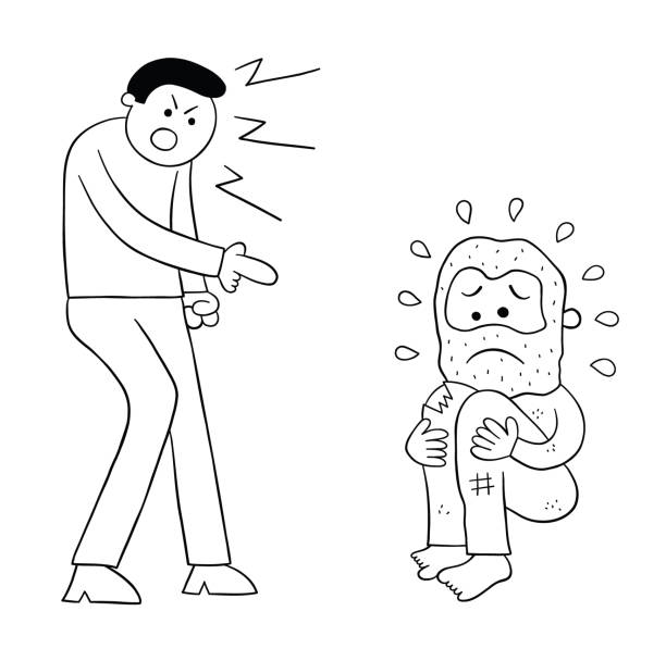 Cartoon Bad Man Insults Homeless Man Vector Illustration Stock Illustration  - Download Image Now - iStock