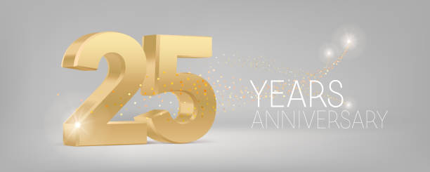 25 years anniversary vector icon. Isolated graphic design with 3D number for 25th anniversary 25 years anniversary vector icon. Isolated graphic design with 3D number for 25th anniversary birthday card or symbol number 25 stock illustrations