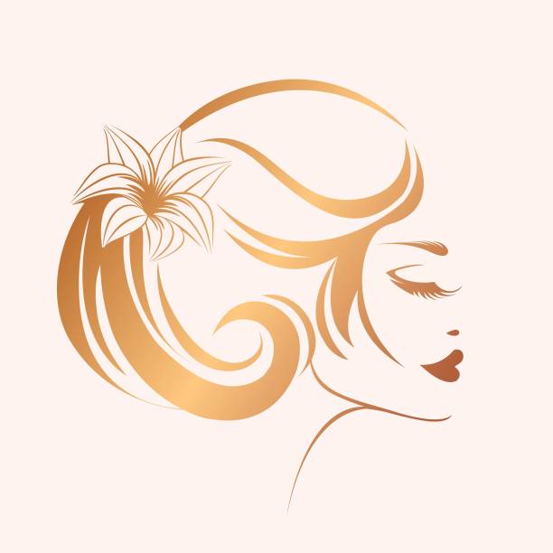 Beauty And Hair Salon Logoelegant Wavy Hairstyle Makeup Stock Illustration  - Download Image Now - iStock