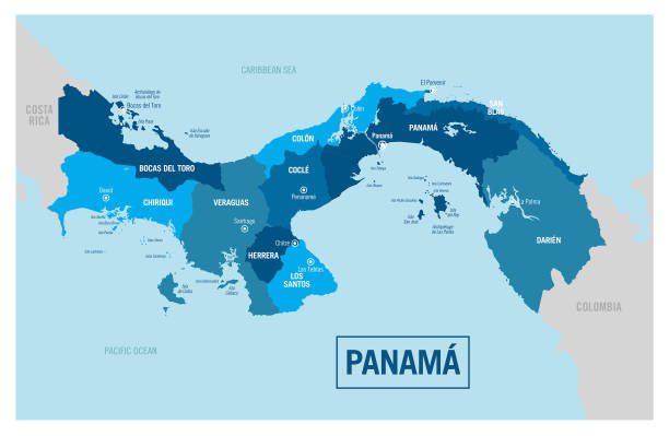 ilustrações de stock, clip art, desenhos animados e ícones de panama country political map. detailed vector illustration with isolated provinces, departments, regions, cities, islands and states easy to ungroup. - panama