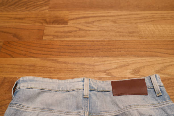 pantaloni - leather patch denim jeans foto e immagini stock
