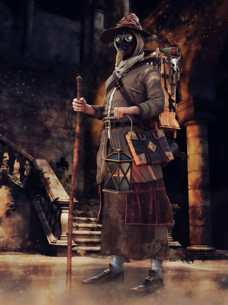 istock Plague doctor with a walking stick 1326579183