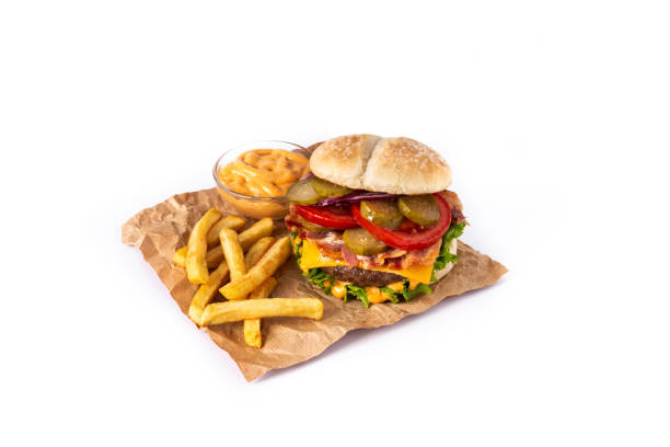 istock Beef burger with cheese, bacon and french fries 1326580461