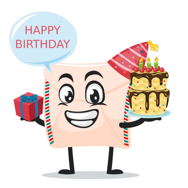 vector illustration of mail mascot or character vector illustration of mail mascot or character celebrate birthday party computer birthday stock illustrations