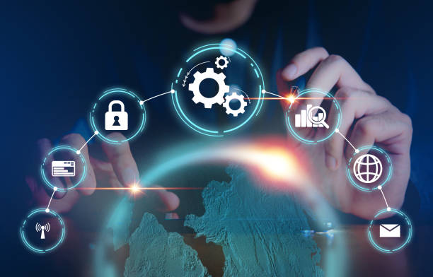 istock Businessman touching business icon on virtual screen, Business technology digital concepts. 1326606003