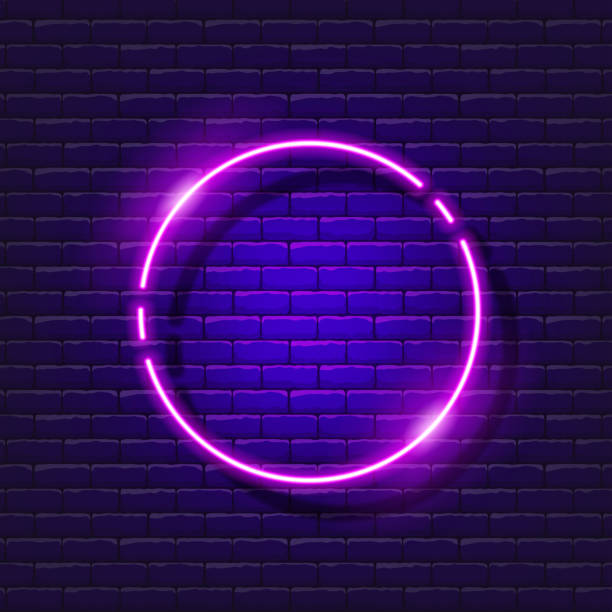 istock Circle of neon sign. Geometric shapes glowing sign. Vector illustration for design. School concept. 1326607509