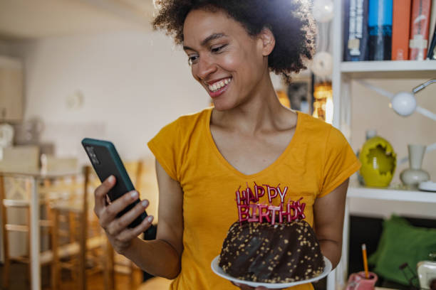 istock Celebrating birthday online with family 1326609237