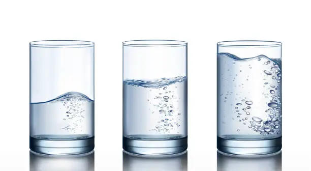 Vector illustration of Set of glasses with water on a white background. vector illustration