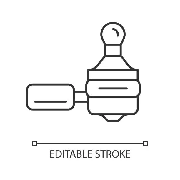 Vector illustration of Coffee tamper and portafilter linear icon