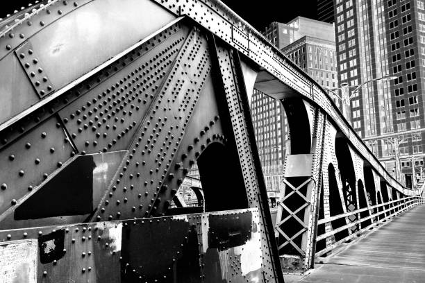 metal work at a bridge in Chicago, USA stock photo