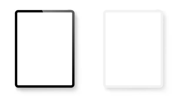 realistic tablet computer mockup set. tablet pc clay and realistic mockup front view with shadow. electronic gadget - stock vector. - dijital tablet stock illustrations