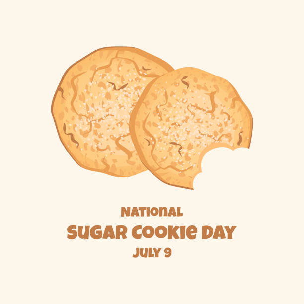 National Sugar Cookie Day vector Bitten cookies icon vector. Sugar Cookie Day Poster, July 9. Important day round sugar cookie stock illustrations
